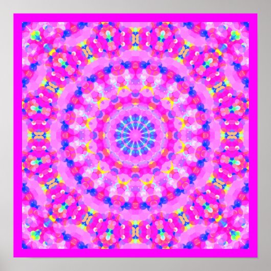 Roze Kaleidoscope Meditation Poster w Border Small (Voorkant)