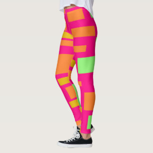 Roze kalk groen en licht sinaasappel leggings