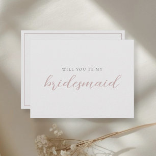Roze Kalligrafie Bruidsmeisje Voorstelkaart Uitnodiging Briefkaart