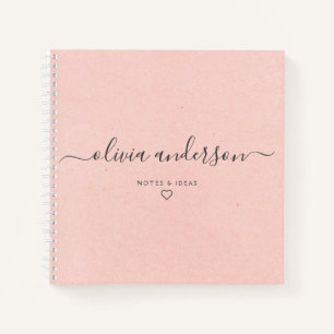 Roze kalligrafie Monogram Heart Notitieboek