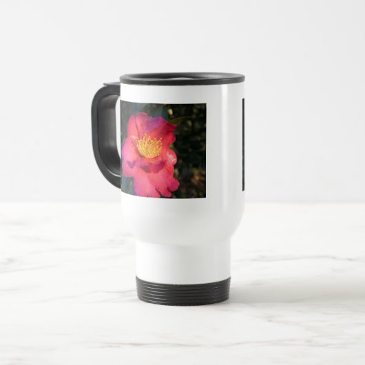 roze kamellia reisbeker (Voorkant links)