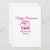 Roze kamp bruidsmeisje voeg naam datum jaar bachel feestdagenkaart (Voorkant / Achterkant)