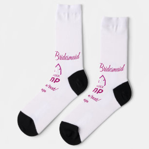 Roze kamp bruidsmeisje voeg naam datum jaar bachel sokken