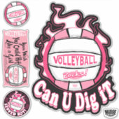 Roze kan je volleybal dig sticker (Voorkant)