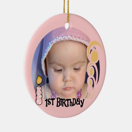 Roze kandle 1st Birthday Keepomwille Ornament (Rechts)