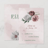roze kaneel roos witte flora RSVP kaartje (Voorkant / Achterkant)
