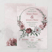 roze kaneel roos witte florale bruidegans kaart (Voorkant / Achterkant)