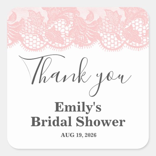 Roze Kant Bruidsdiner   Vierkante Sticker (Voorkant)