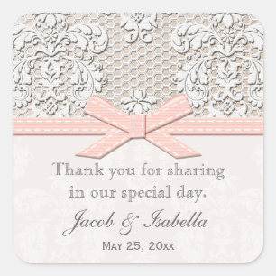 Roze Kant Bruiloft Favor Labels Stickers