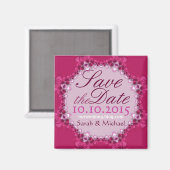 Roze Kant Cirkel Save the Date Magneet (Voorkant / Achterkant)