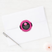 Roze Kant Cupcake Bakkerij Box Seals Ronde Sticker (Envelop)