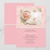 Roze kant en Polka Dots Fotouitnodiging Kaart (Voorkant / Achterkant)