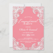 Roze kant Engagement Party Kaart (Voorkant)