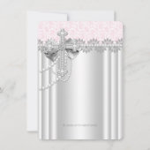 Roze kant kruis eerste communie kaart (Achterkant)