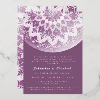 Roze Kant Mandala Trouwuitnodiging Folie Uitnodiging