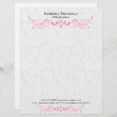 Roze kant met witte Damasjes Briefhoofd (Voorkant / Achterkant)