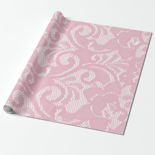 Roze Kant Patroon Mooie Cadeaupapier (Uitgerold)