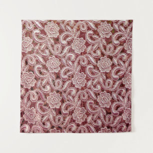 Roze kant,  rozen patroon. wandkleed