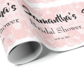 Roze Kant Trouwfeest Inpakpapier (Rol Hoek)