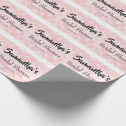 Roze kant Vrijgezellenfeest — Verpakkingspapier Cadeaupapier (Hoek)