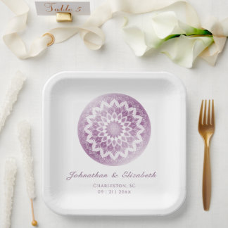 Roze Kanten Mandala Bruiloft Papieren Bordje