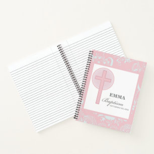 Roze Kanten Meisje Doop Persoonlijk Notitieboek