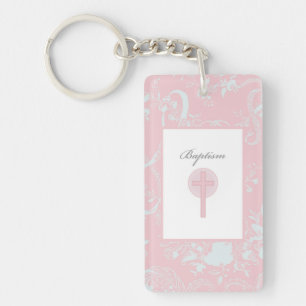 Roze Kanten Meisje Doop Sleutelhanger