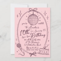 Roze Karaoke Verjaardagsmeisje Retro Disco Feestje