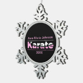 Roze Karate Martial Arts Moderne Typografie Tin Sneeuwvlok Ornament (Rechts)