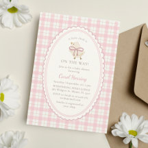 Roze kariert, Klein Kuiken Meisje, Baby Shower Uit