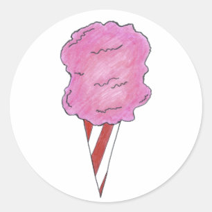 Roze karnaald katoenhoudend Snoep Floss Spun Sugar Ronde Sticker