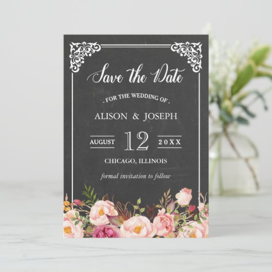 roze karton sparen de Datum Save The Date (Staand voorkant)