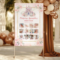 Roze Kasteel Prinses Eerste jaar Photo Collage Pos