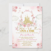 Roze Kasteelprinses Eenmaal op een verjaardag Kaart (Voorkant)
