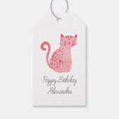 Roze kat Birthday Cadeaulabel (Voorkant)