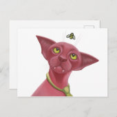 Roze kat briefkaart (Voorkant / Achterkant)