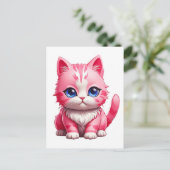 Roze kat briefkaart (Staand voorkant)