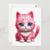 Roze kat briefkaart (Voorkant / Achterkant)