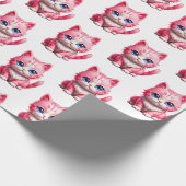 Roze kat cadeaupapier (Hoek)