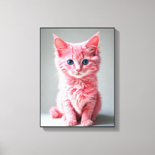 Roze kat canvas afdruk