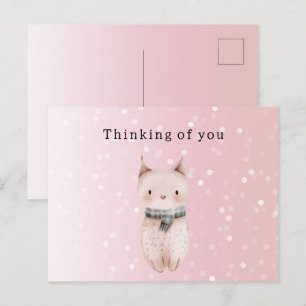 Roze kat confetti stippen Denken aan jou Briefkaart
