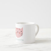 Roze kat Cute Custom Name Espresso Kop (Voorkant rechts)