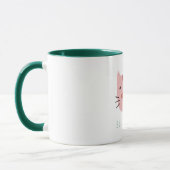 Roze kat Cute Custom Name Mok (Links)
