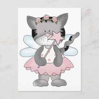 Roze Kat Fairy Briefkaart