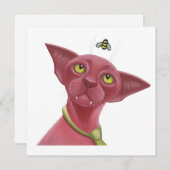 Roze kat feestdagenkaart (Voorkant / Achterkant)