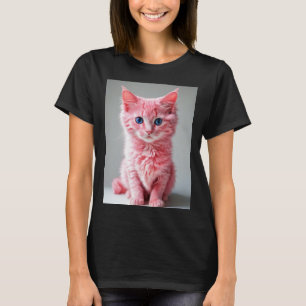 Roze Kat Fotoportret T-shirt