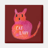 Roze kat funky cute kitty magneet (Voorkant)