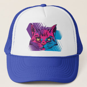 Roze kat gezicht trucker pet