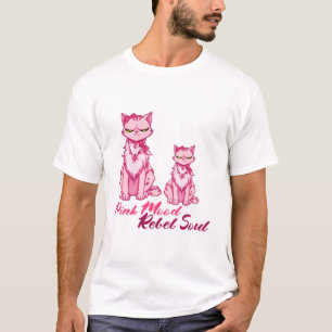 Roze Kat Kawaii Rebellieke Ziel Sassy Kunst T-shirt