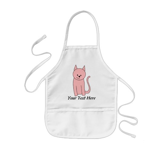 roze kat kinder schort (Voorkant)